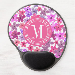 Purple & Pink Floral Watercolor Personalized Gel Mouse Pad