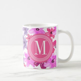 Purple & Pink Floral Watercolor Personalized Classic White Coffee Mug