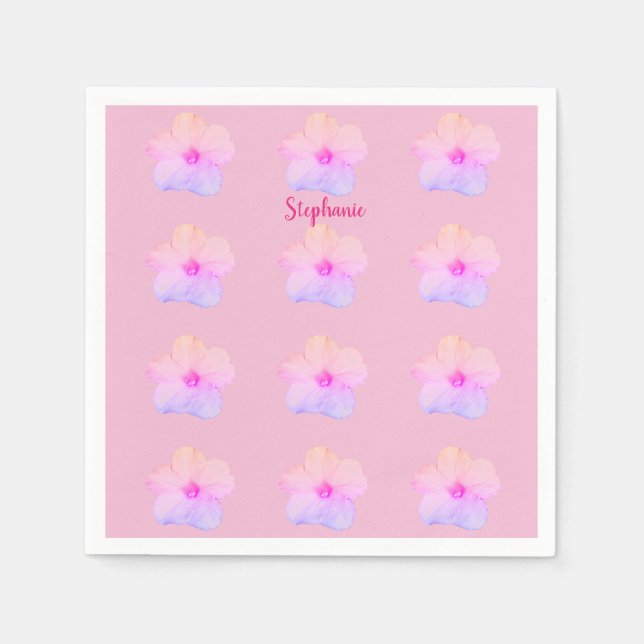 Purple Pink Floral Wedding Bridal Shower Birthday Napkins (Front)