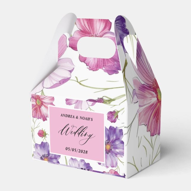 Purple Pink Floral Wedding  Favor Boxes (Front Side)