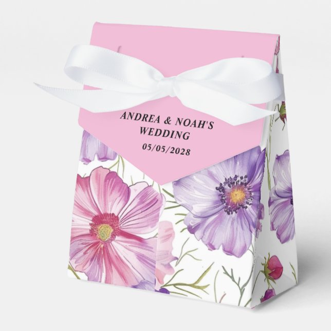  Purple Pink Floral Wedding  Favor Boxes (Front Side)