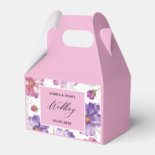  Purple Pink Floral Wedding  Favor Boxes (Front Side)