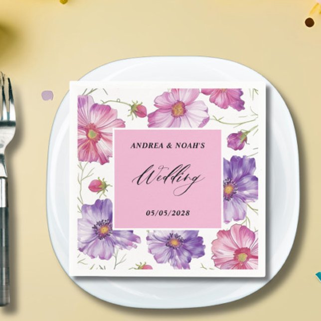  Purple Pink Floral Wedding  Napkins (Creator Uploaded)