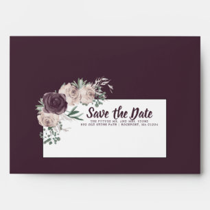 Purple Pink Floral Wedding Save the Date Envelope