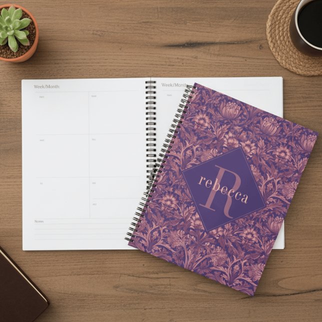 Purple Pink Floral William Morris Elegant Monogram Planner (Creator Uploaded)