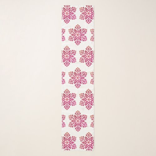 Purple Pink Flourish Mandala Pattern Chiffon Scarf