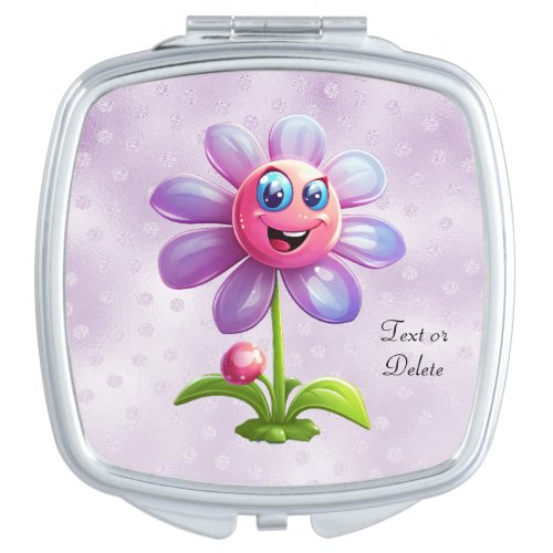 Purple Pink Flower Compact Mirror