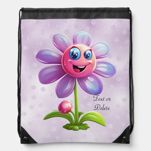 Purple Pink Flower Drawstring Backpack