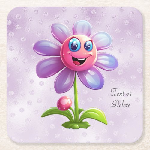 Purple Pink Flower Paper Coaster