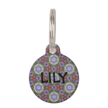 Purple & Pink Flower Pet ID Tag