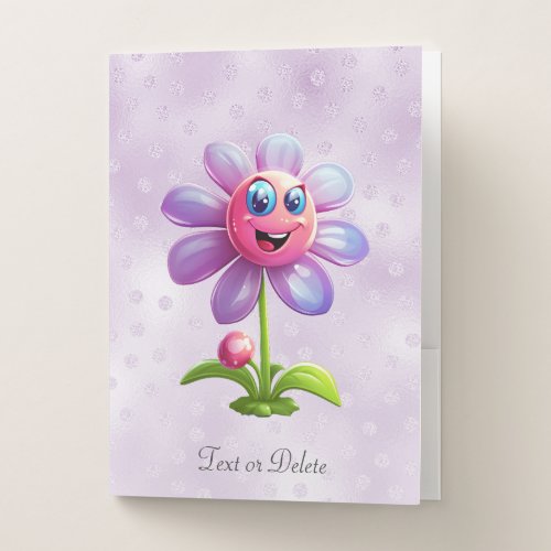 Purple Pink Flower Pocket Folder