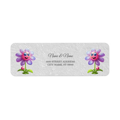 Purple Pink Flower Return Address Label