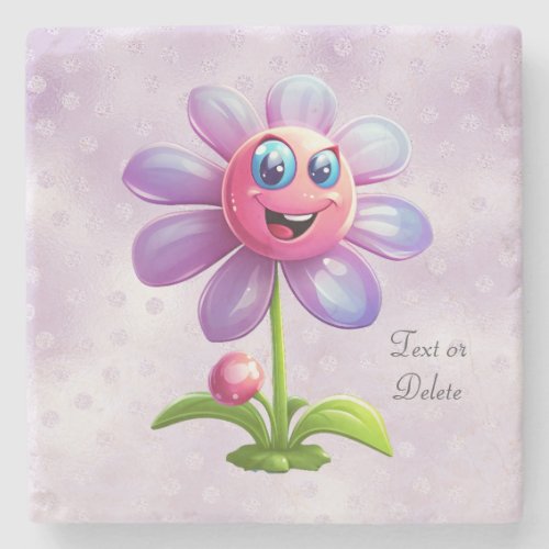 Purple Pink Flower Stone Coaster