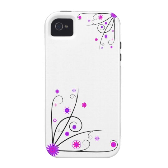 Purple & Pink Flower Swirls Case-Mate iPhone 4 Cover