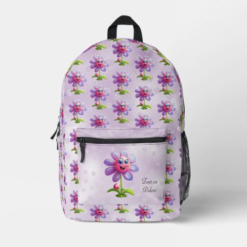 Purple Pink Flowers Backpack Cut Sew Bag