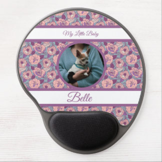 Purple Pink Flowers & banners with name/phrase Gel Mouse Pad