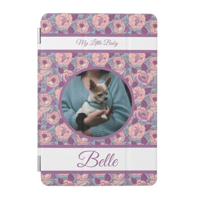 Purple Pink Flowers & banners with name/phrase  iPad Mini Cover (Front)