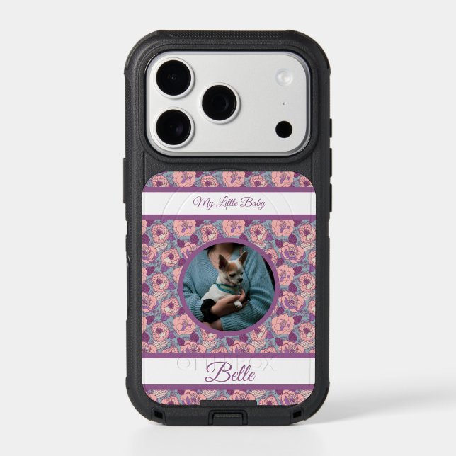 Purple Pink Flowers & banners with name/phrase  Otterbox iPhone Case (Back)