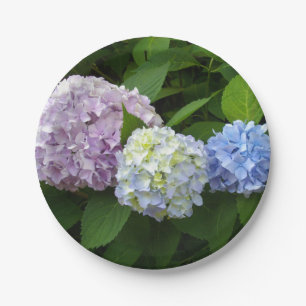 Purple pink flowers elegant Hydrangeas Paper Plates