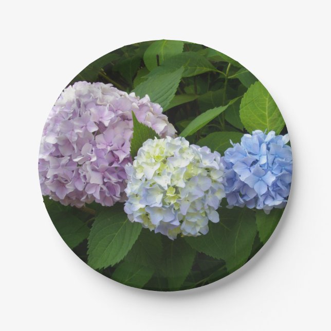 Purple pink flowers elegant Hydrangeas Paper Plates (Front)
