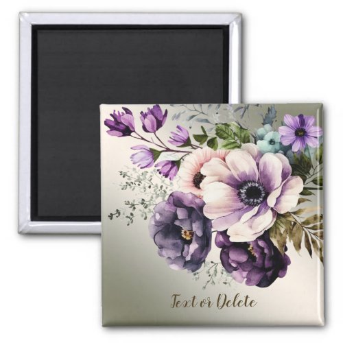 Purple Pink Flowers Golden Elegant Magnet