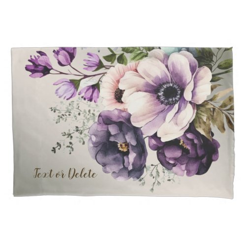 Purple Pink Flowers Golden Elegant Pillow Case