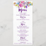 Purple & Pink Flowers Monogram Wedding Menu Card