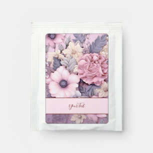 Purple Pink Flowers Tea Bag Drink Mix