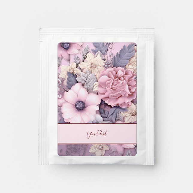 Purple Pink Flowers Tea Bag Drink Mix (Front)