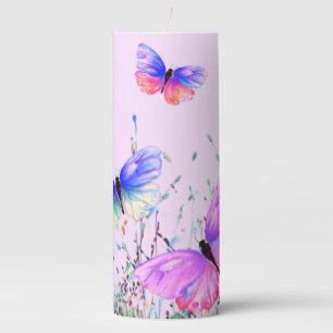 Purple Pink Flying Butterflies Candle