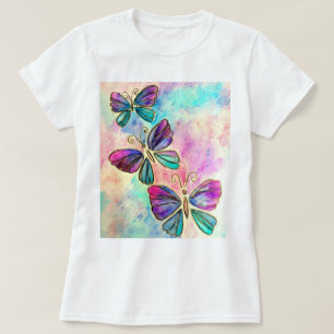 Purple Pink Flying Butterflies T-Shirt