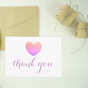 Purple & Pink Foil Heart Thank You Post Card by istanbuldesign at Zazzle