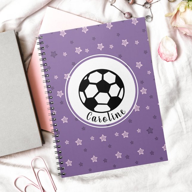 Purple Pink Football Soccer Girl Name Personalized Notebook (Creator Uploaded)