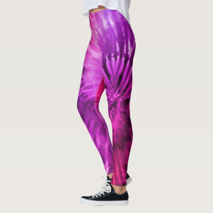 Purple Pink Fuchsia Psychedelic Starburst Tie Dye Leggings