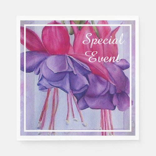 Purple Pink Fuchsias Napkins