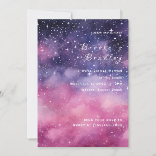 Purple Pink Galaxy Star Wedding Invitation