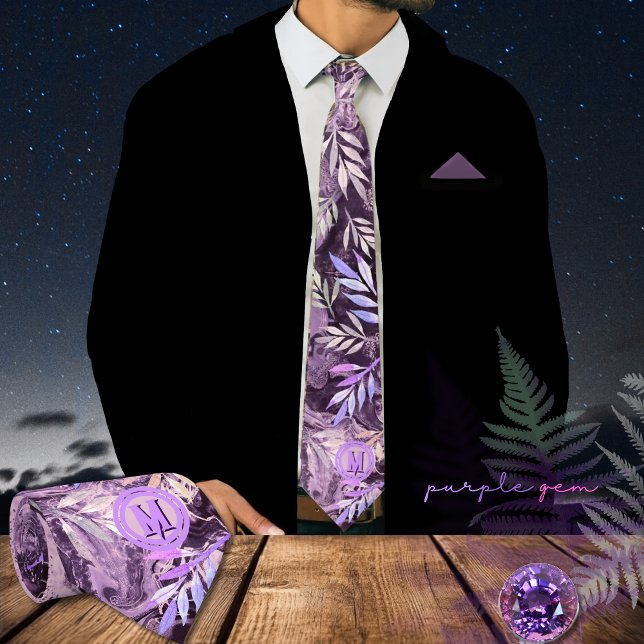 Purple Pink Gemstone Light Reflection Neck Tie (Purple Pink Gemstone Light Reflection Neck Tie)