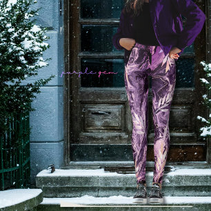 Purple Pink Gemstone Liquid Art Leggings