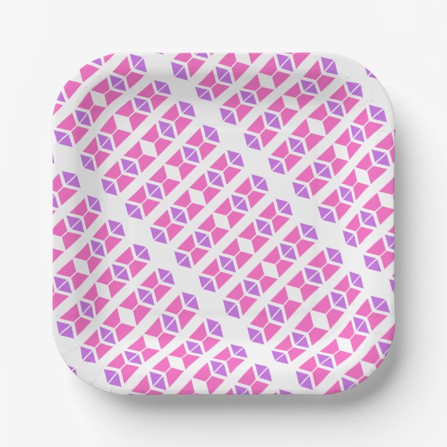 Purple Pink Geo Pattern Paper Plates (Front)