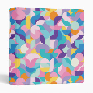 Purple & Pink Geometric Pattern 3 Ring Binder