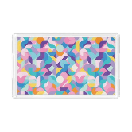 Purple  Pink Geometric Pattern Acrylic Tray