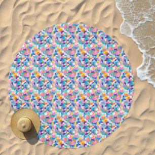 Purple & Pink Geometric Pattern Beach Towel