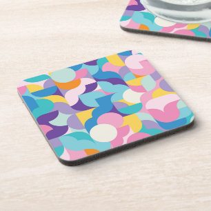 Purple & Pink Geometric Pattern Beverage Coaster
