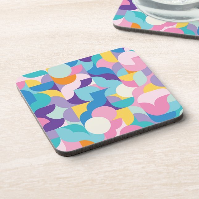 Purple & Pink Geometric Pattern Beverage Coaster (Left Side)