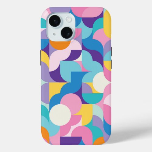 Purple  Pink Geometric Pattern iPhone 15 Case