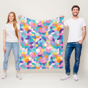 Purple & Pink Geometric Pattern Fleece Blanket