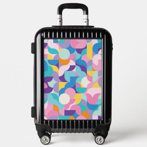 Purple  Pink Geometric Pattern Luggage