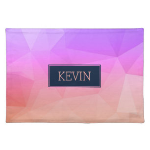 Purple & Pink Geometric Pattern Monogram Cloth Placemat