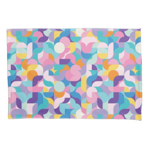 Purple  Pink Geometric Pattern Pillow Case