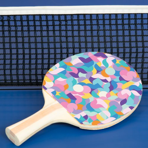 Purple  Pink Geometric Pattern Ping Pong Paddle